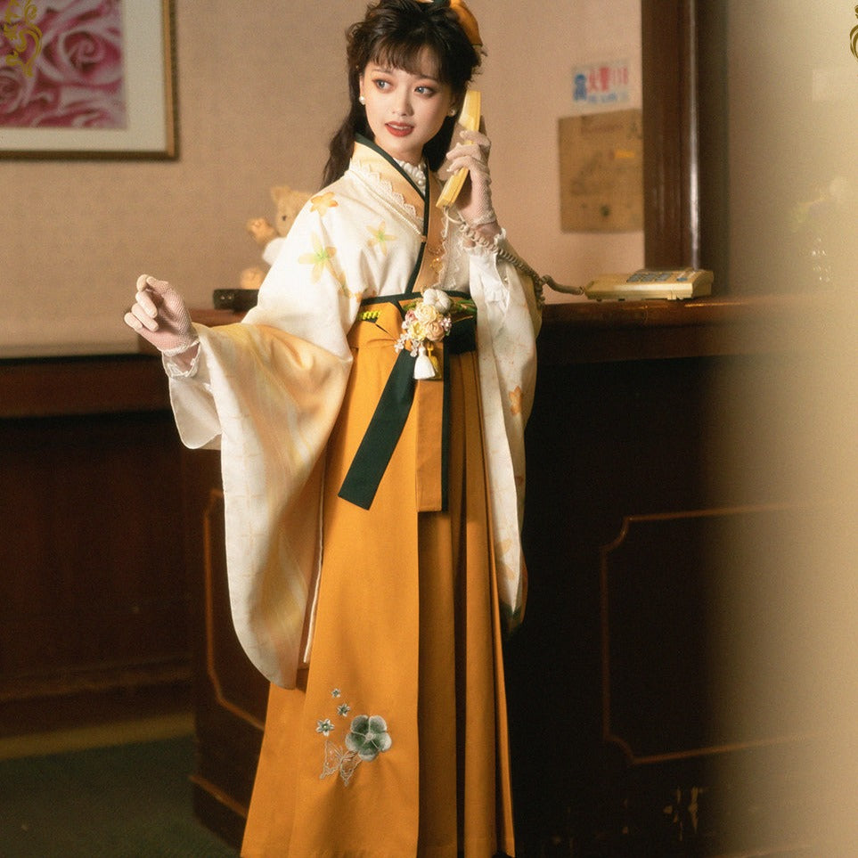 Japanese-style print and lace kimono-style tops [20% off when purchased together]