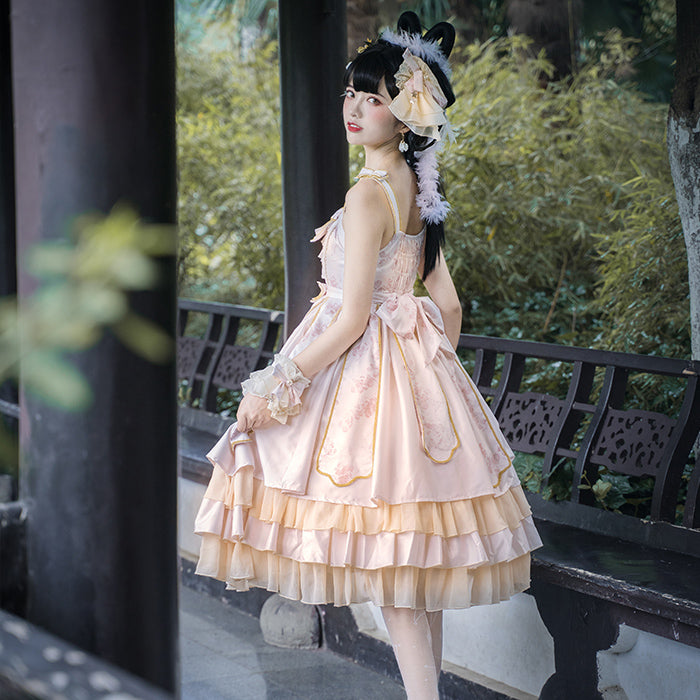 花びら揺れる 中華スタイル レイヤードレースバイカラードレス