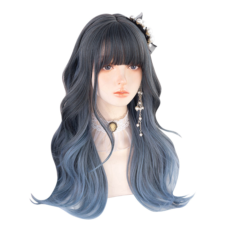 Lolita Wig Blue Gradation Loose Fluffy Curly Long
