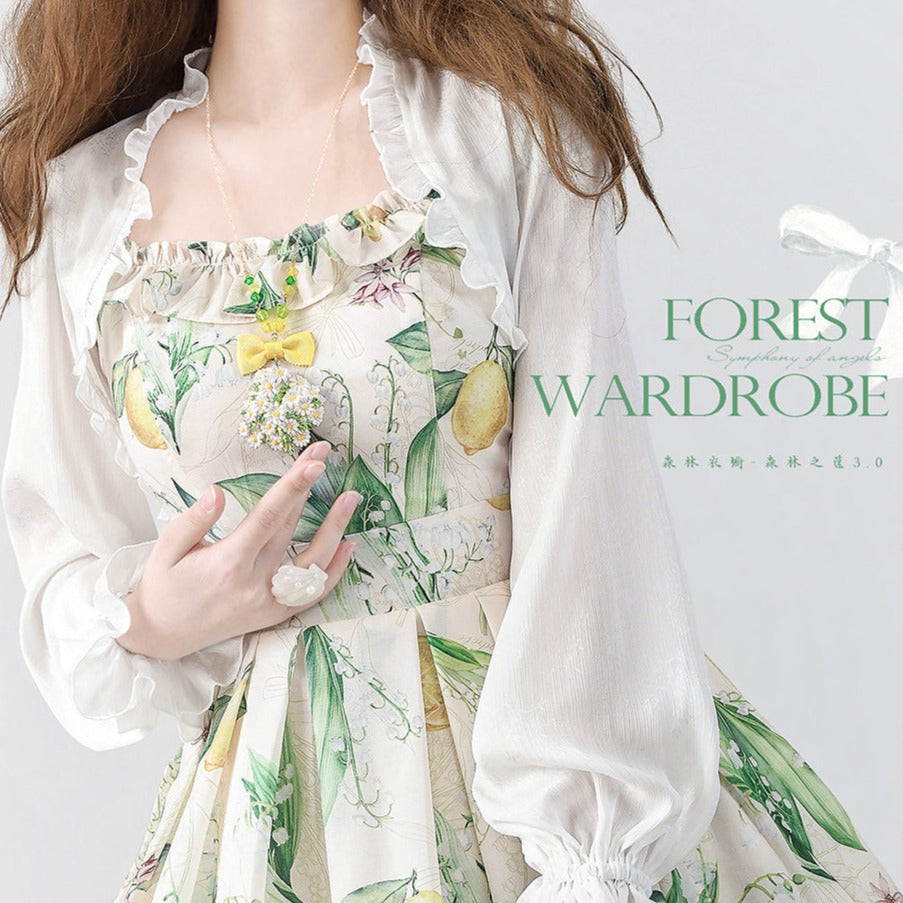 Lemon and Suzuran French sleeve jumper skirt with ribbon hair accessory