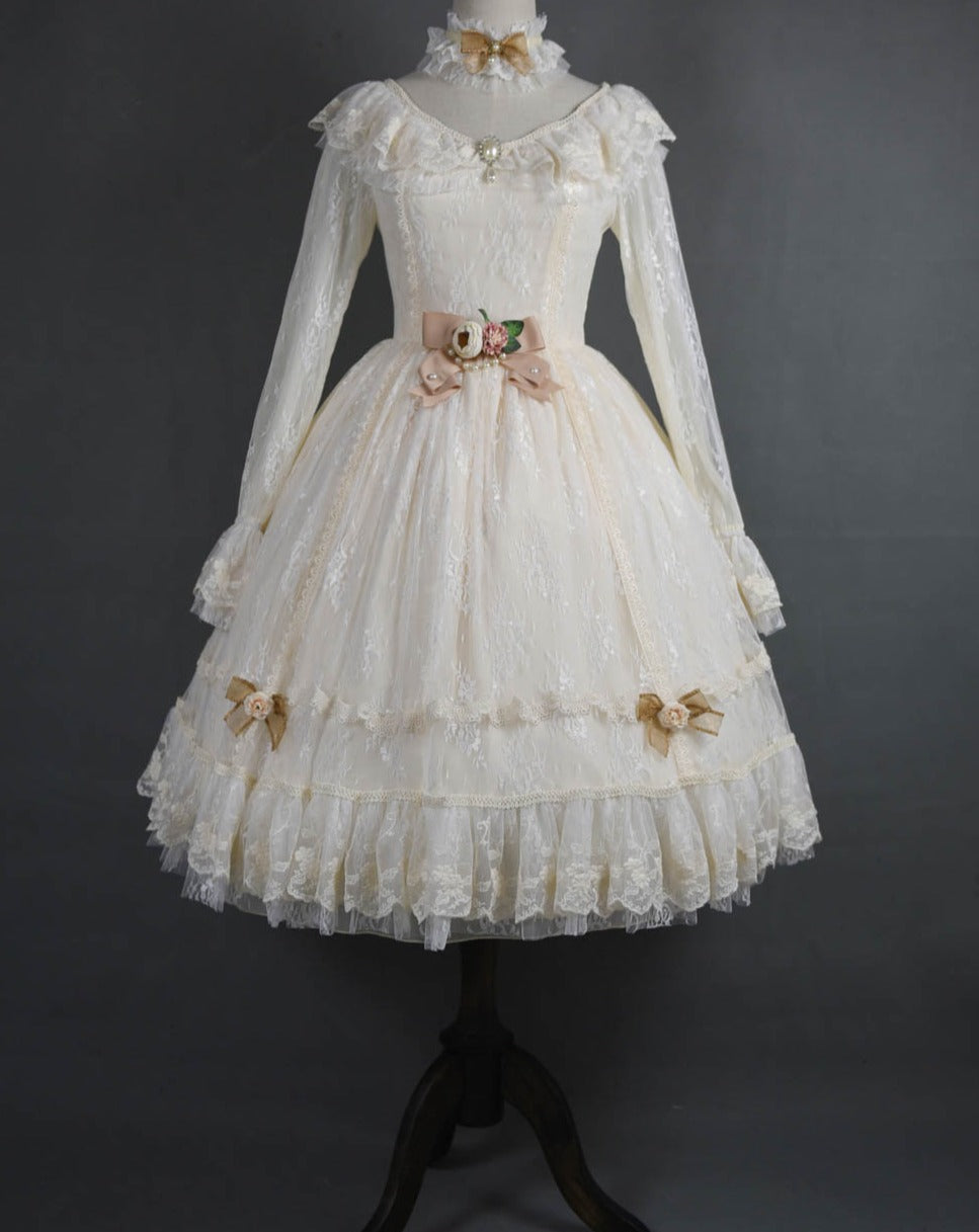 [Pre-order] Morning Mist Sweet Elegant Lace Dress