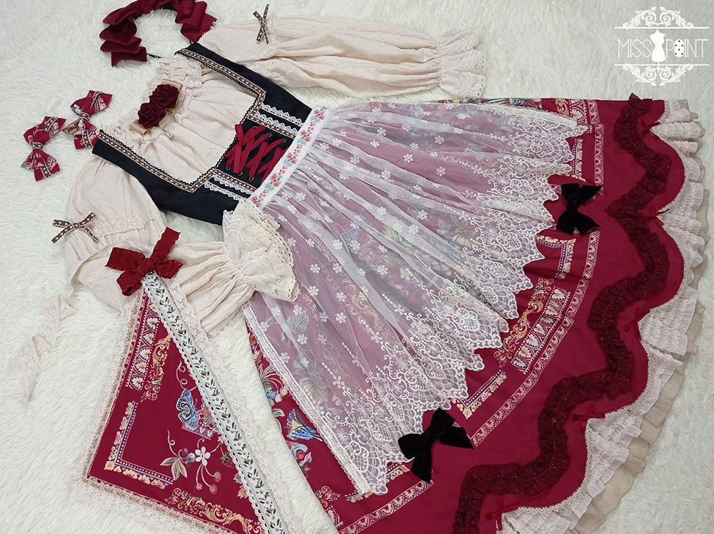 [Pre-order] Bavarian Girl Country-style Jumper Skirt [Long Type]