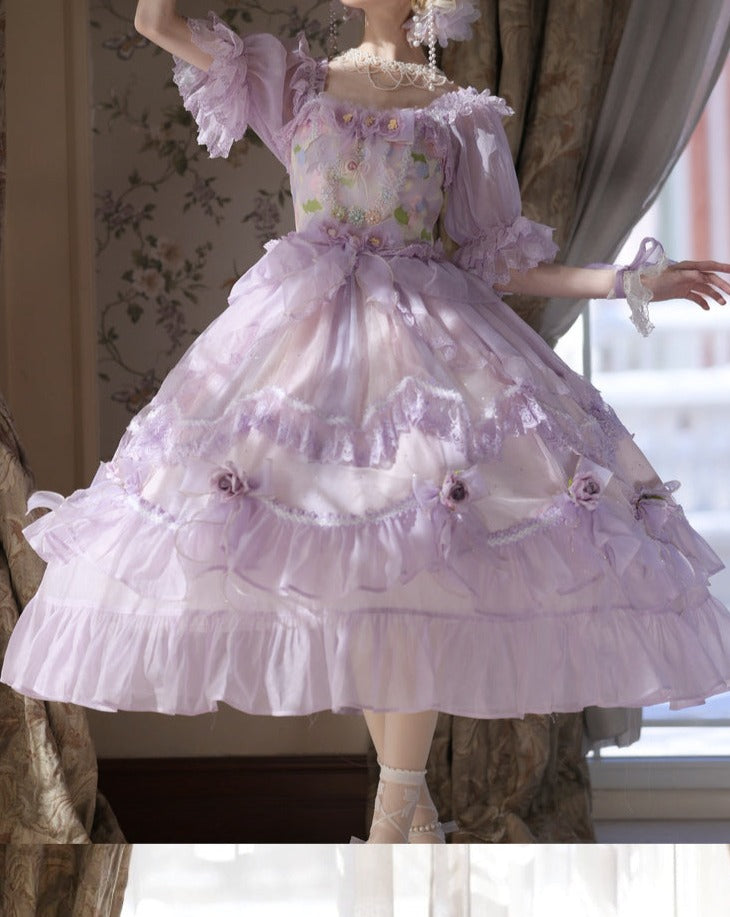 [Pre-order] Chiffon purple princess dress and flower tiara