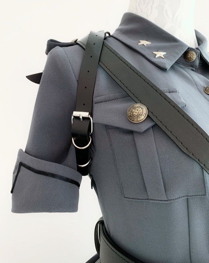 Military Lolita Hem Pleated Short Sleeve Dress