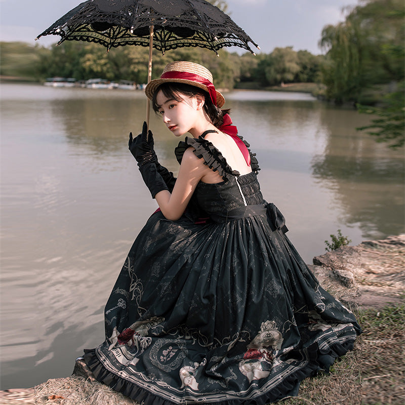 Classic Birdcage Pattern Lolita Jumper Skirt