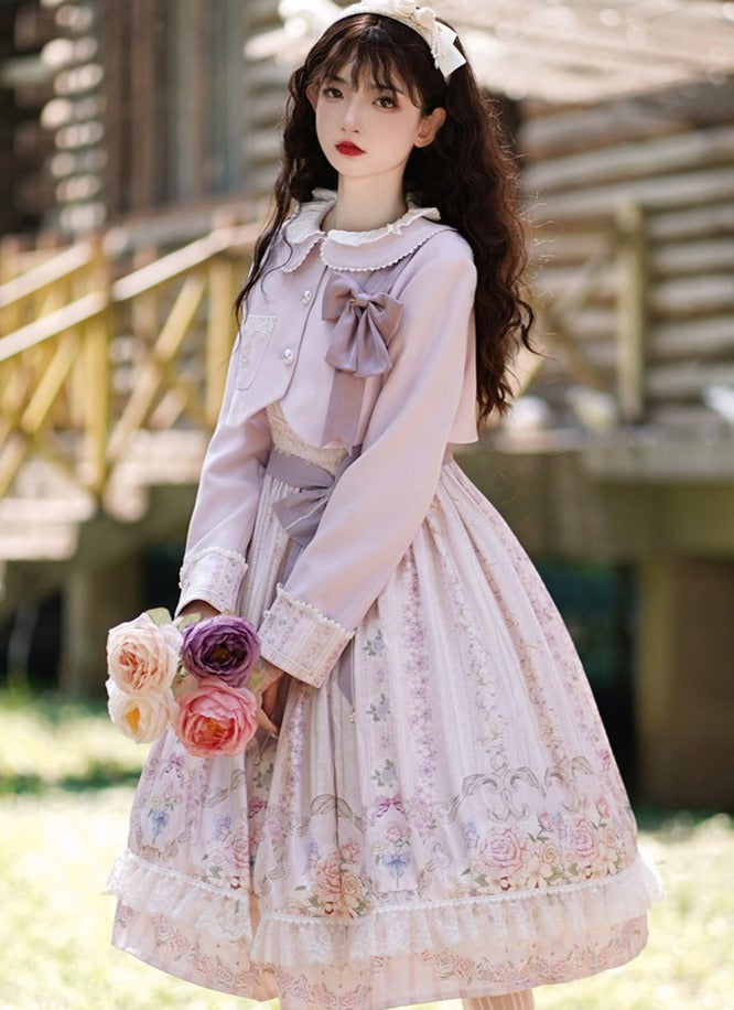 可憐な花香る ペールピンクのジャンパースカート