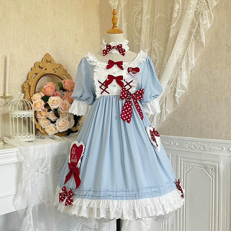 Lovely sweet lolita dress full of hearts and ribbons | Idol costume |