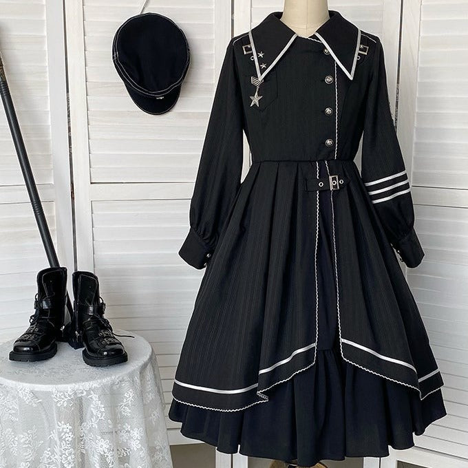 [Partial pre-order sale] Military uniform shawl cloak military lolita dress