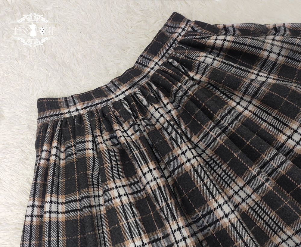 【予約販売】格子柄のクラシカルレイヤードスカート