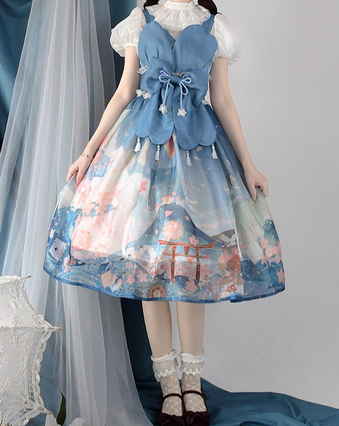 Alice in the Land of Cherry Blossoms Japanese Lolita Petal Jumper Skirt