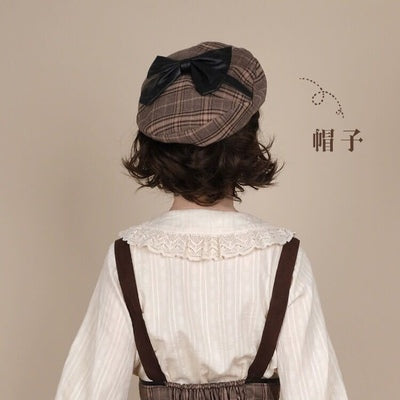 【予約販売】トラッドチェックとリボンのベレー帽