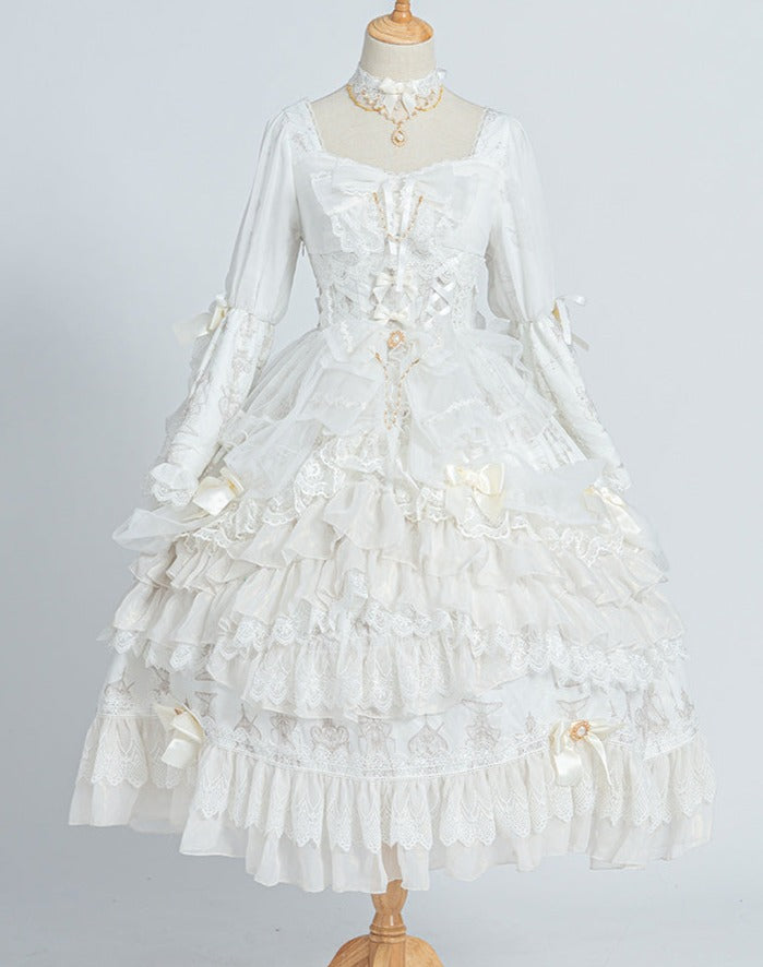 Day and Night Lace and Frill Bride Lolita Dress Full Set