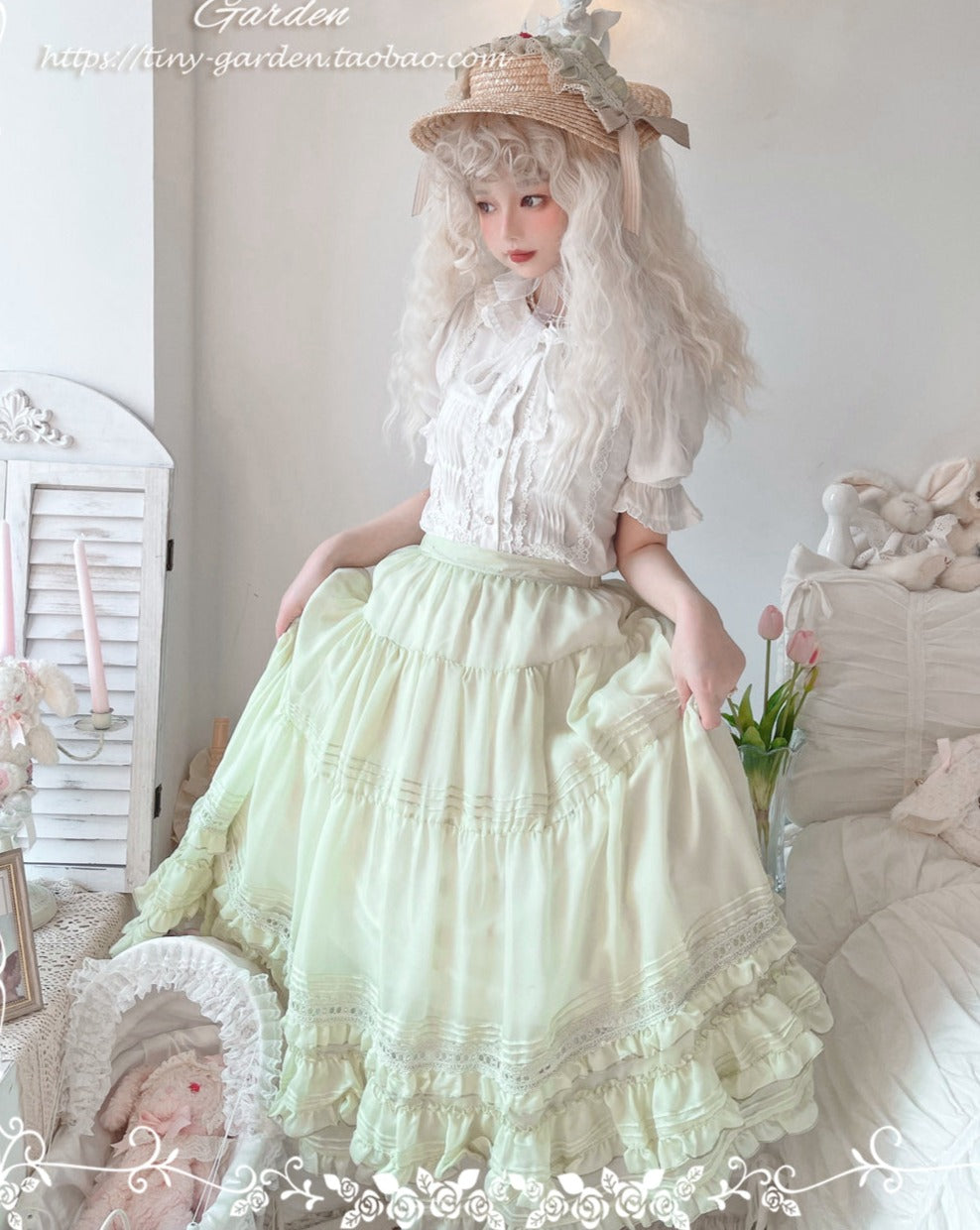 [Outlet] French girly 2way apron skirt [with flared sleeves]