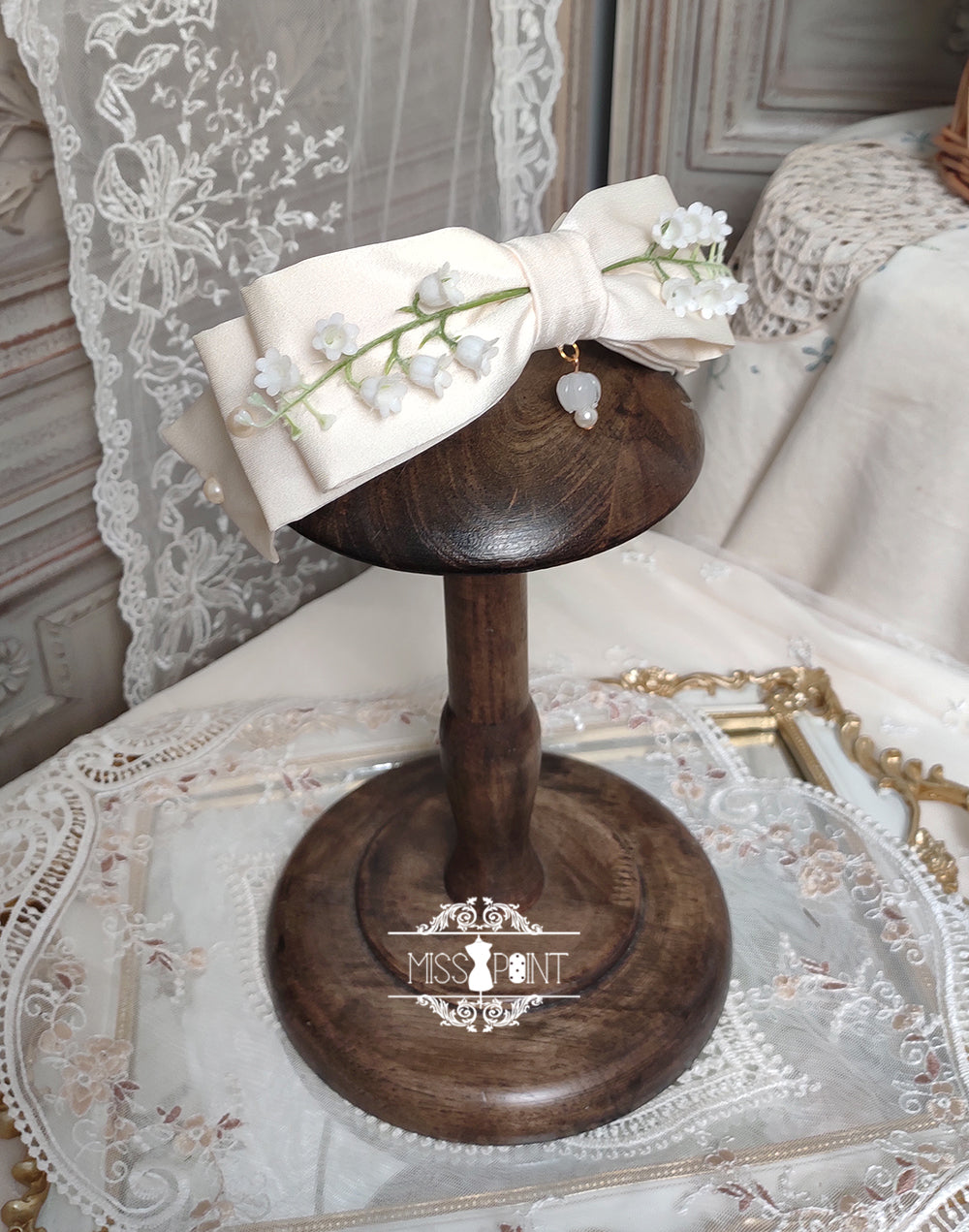 [Simultaneous purchase only] Suzuran flower embroidery bonnet, hat, headband