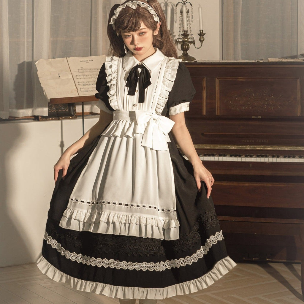 Classic Lolita short-sleeved dress with maid-style apron