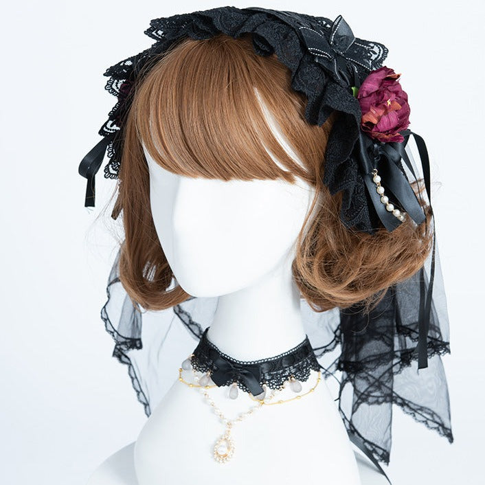 Day and Night Lace and Frill Bride Lolita Dress Full Set