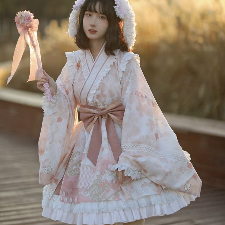 Japanese Style Sakura Pink Kimono Lolita Dress
