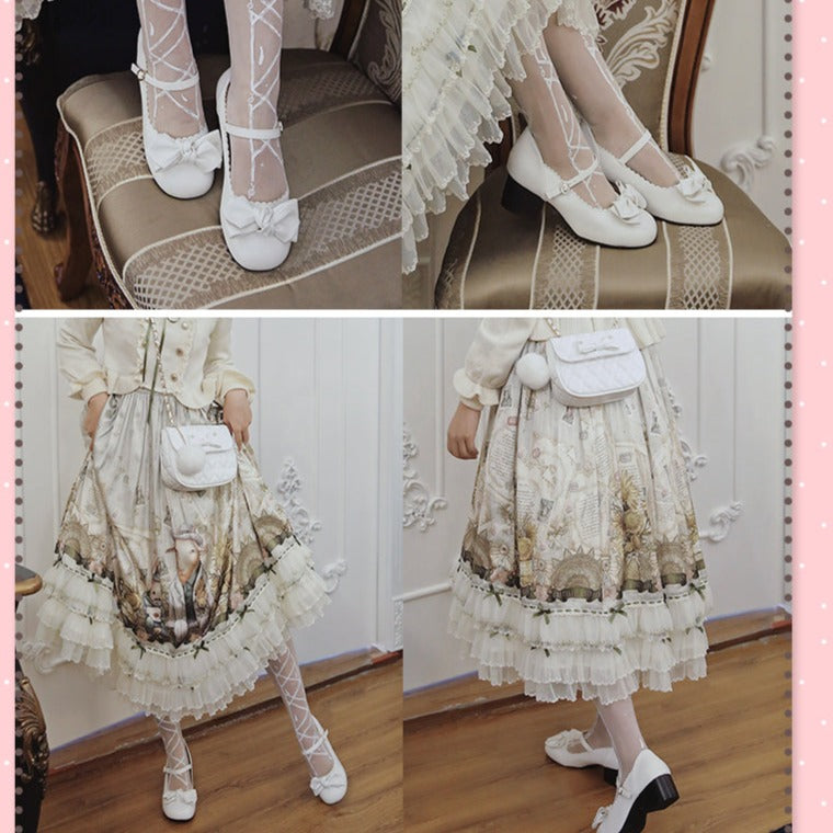 Lolita shoes 8 colors strap shoes with ribbon 4.5 cm heel
