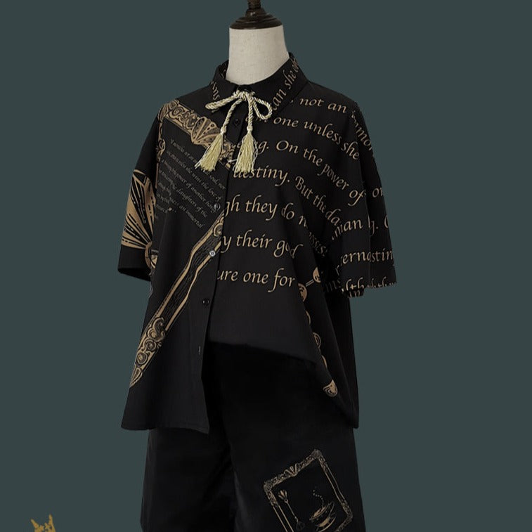 Prince Lolita Print String Tie Blouse