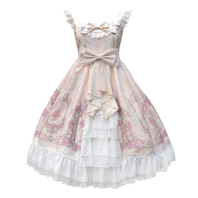 [Pre-order] Double ribbon front lace Lolita jumper skirt