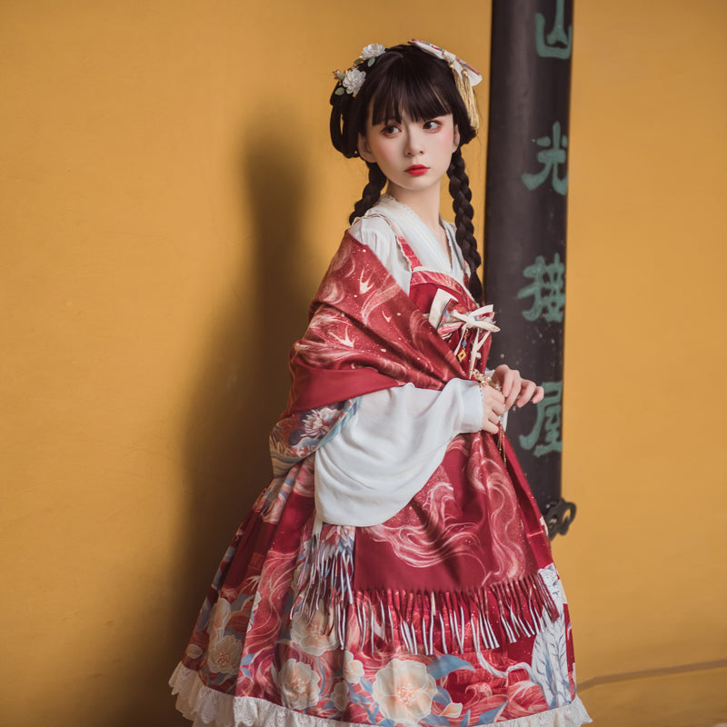 Flower and White Tiger Chinese Lolita Dress
