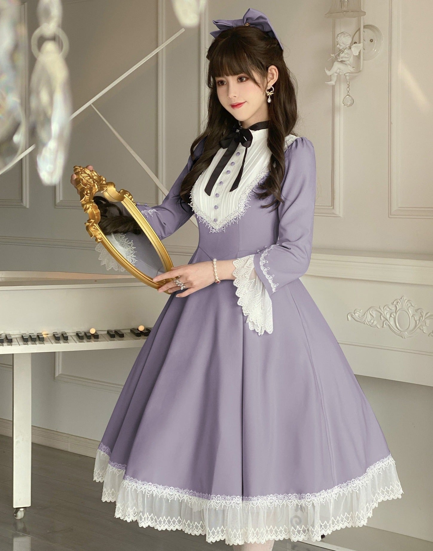 Freya's Fall Classical Lace Sleeve Dress
