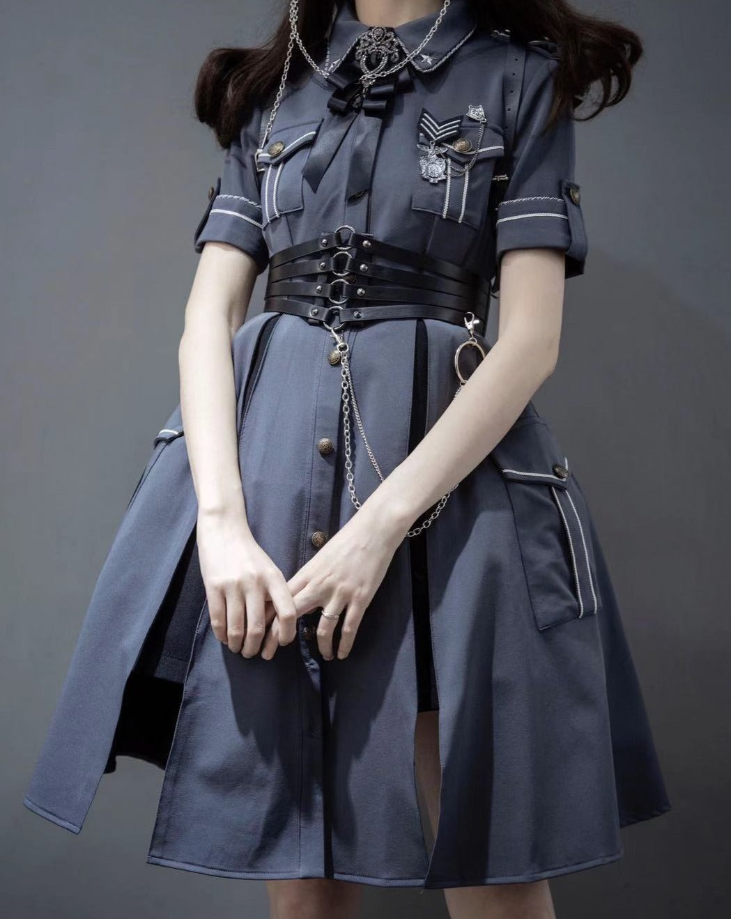[Pre-order] Military Lolita Dark Gothic Short Sleeve Dress
