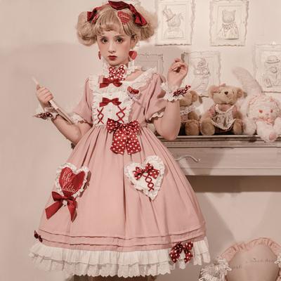 Lovely sweet lolita dress full of hearts and ribbons | Idol costume |