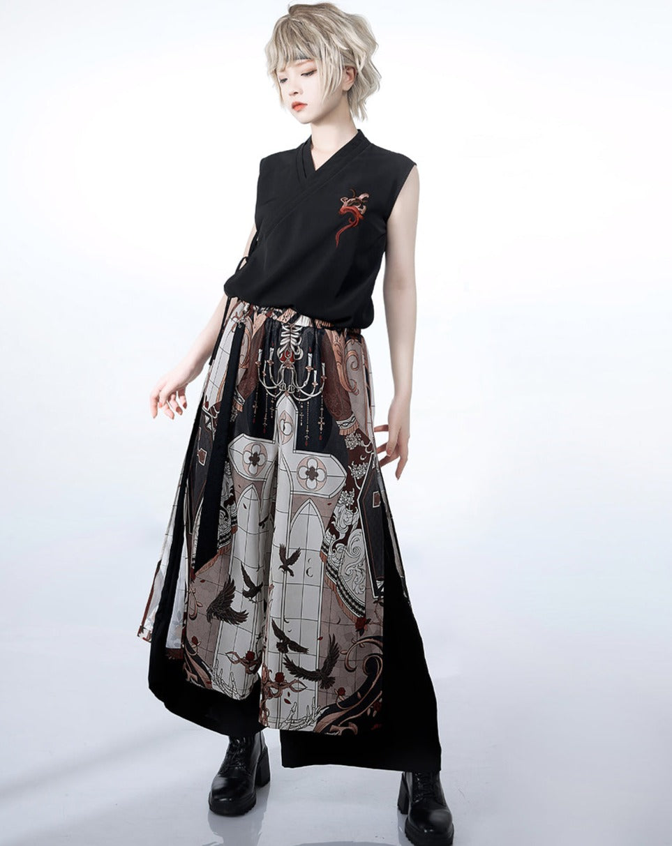 [Pre-order] Dark Night Command Prince Gothic Print Wide Pants