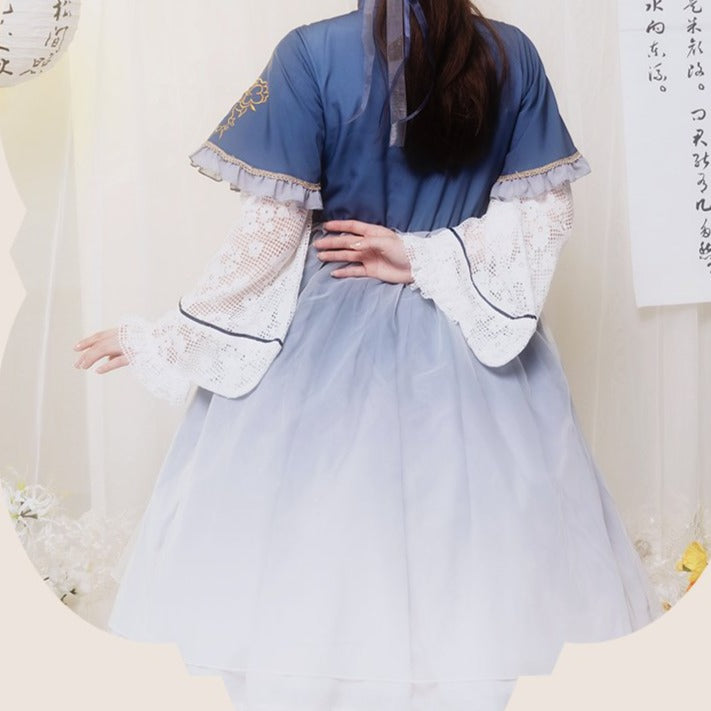 【２点セット】デザイン刺繡チャイニーズレトロロリータドレス