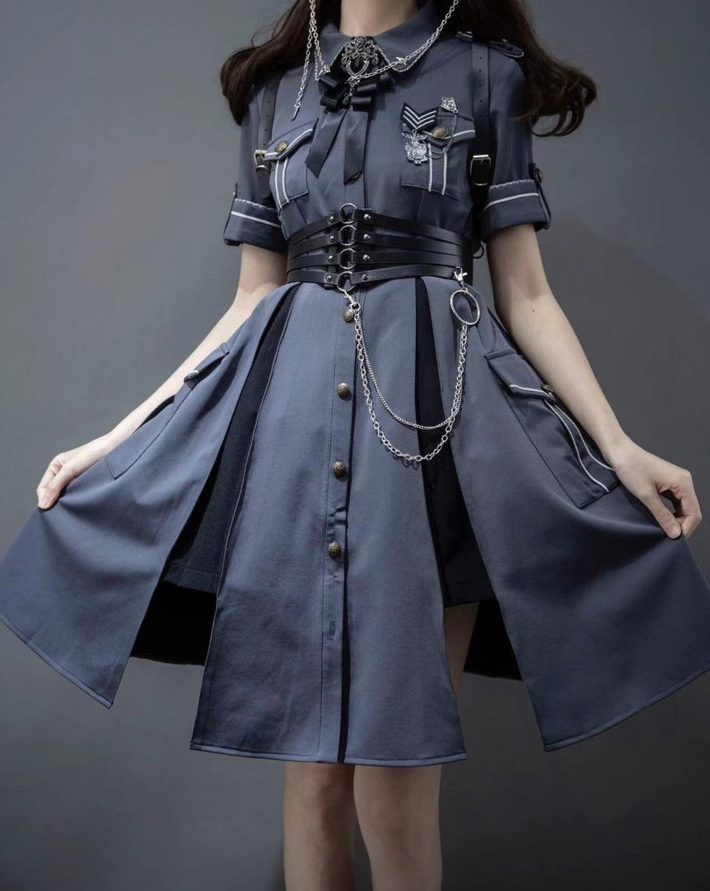 [Pre-order] Military Lolita Dark Gothic Short Sleeve Dress