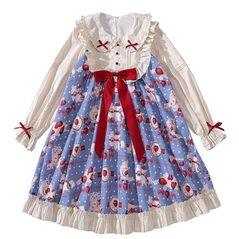 人形襟のストロベリーミルク ロリータドレス ヘッドドレス