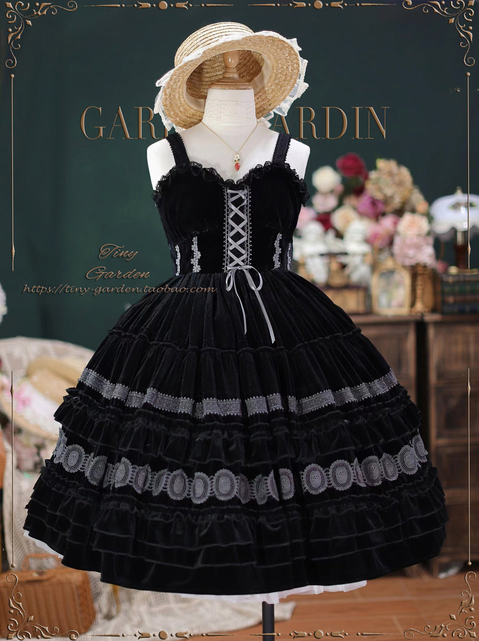 [Pre-order] Dream Bouquet Velvet Jumper Skirt Short Length