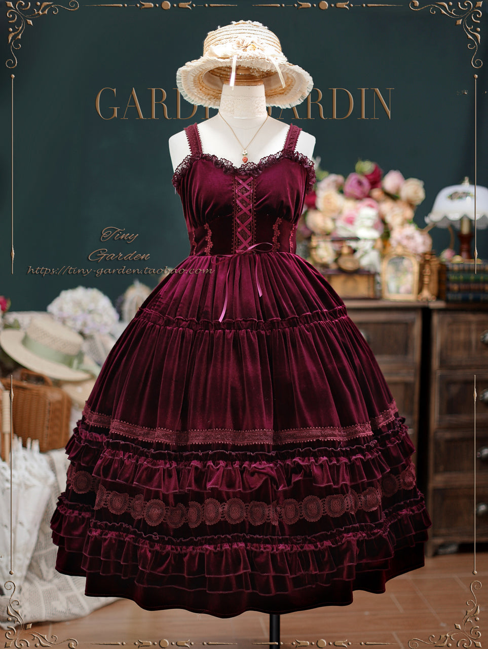 [Reservation sale] Dream Bouquet velvet jumper skirt long length