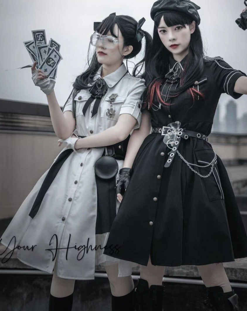 [Pre-order] Military Lolita Dark Gothic Short Sleeve Dress