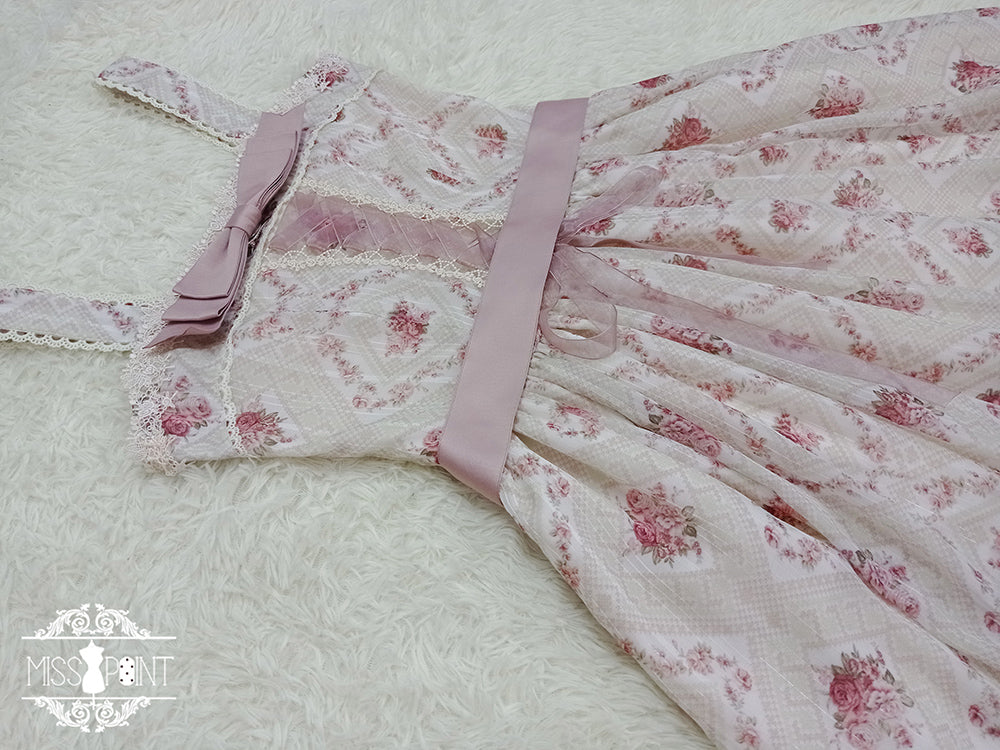 エドワード朝エレガント 薔薇プリントのジャンパースカート1.0