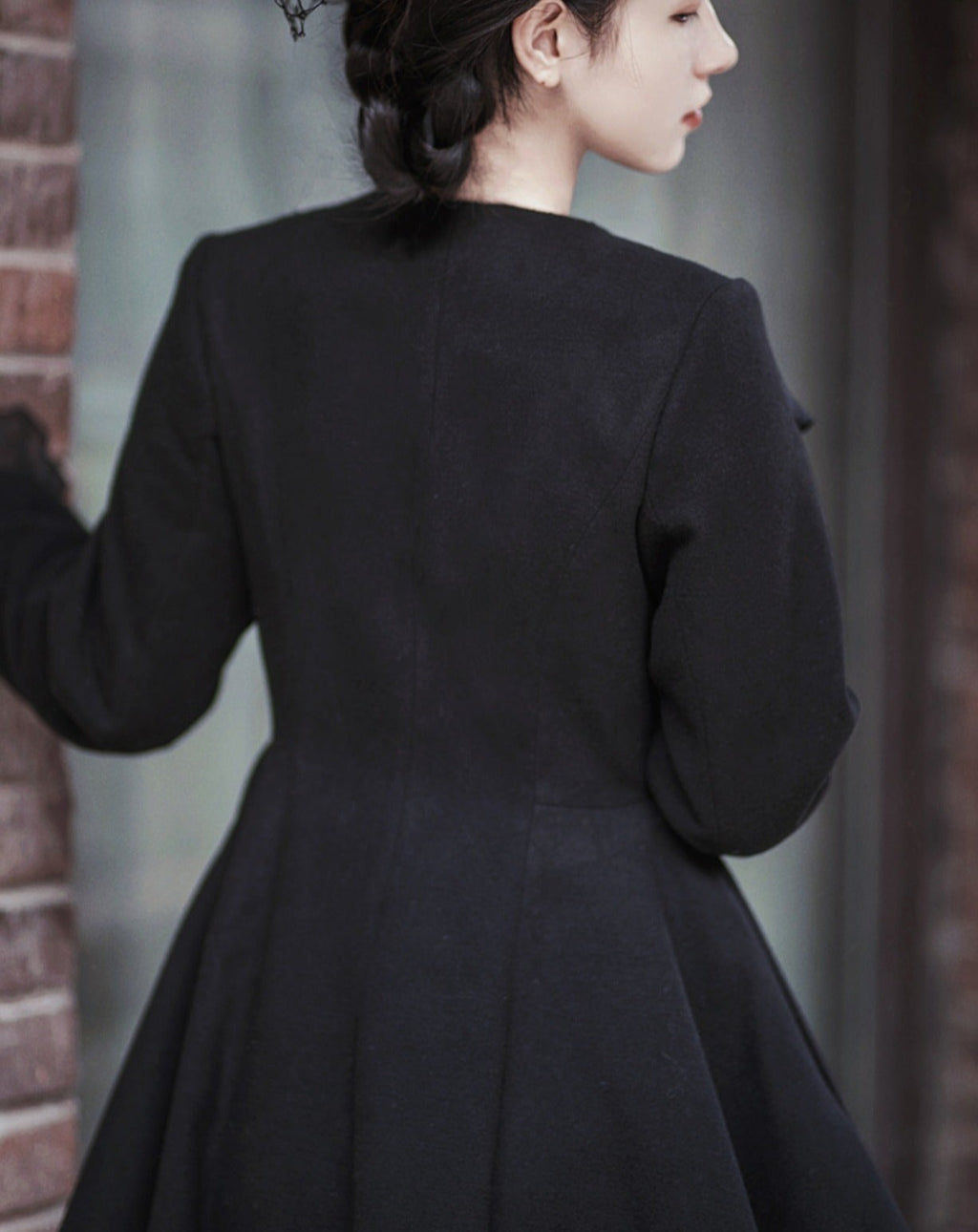Irregular hem frill coat with belt