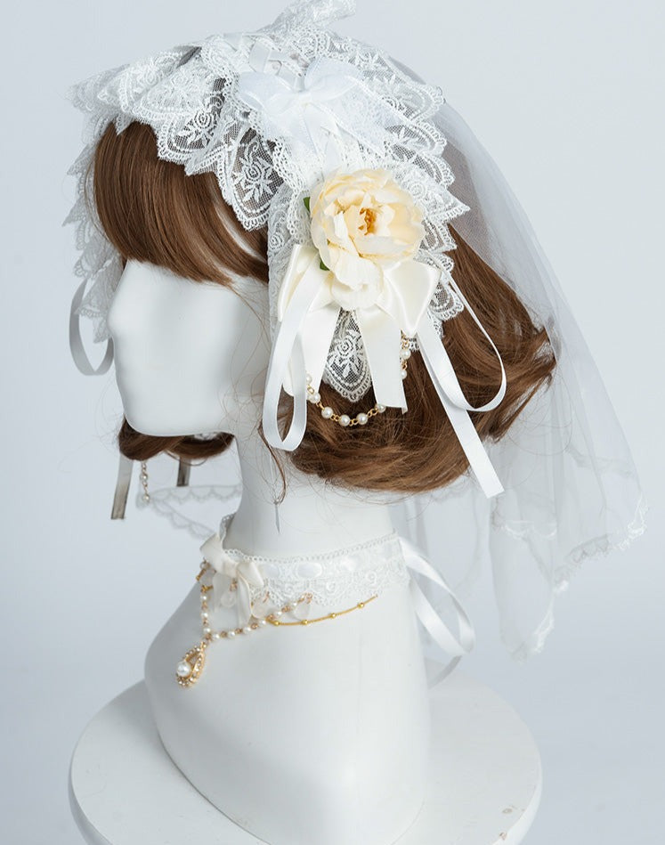 Day and Night Lace and Frill Bride Lolita Dress Full Set