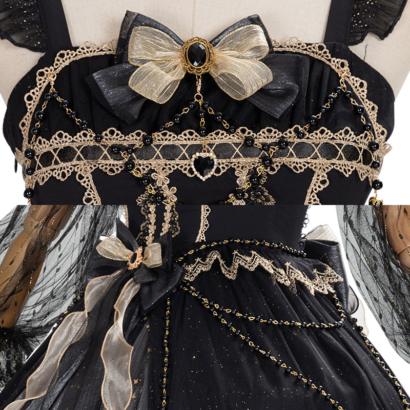 [Pre-order] Retro Elegant Black Stardust Lolita Dress