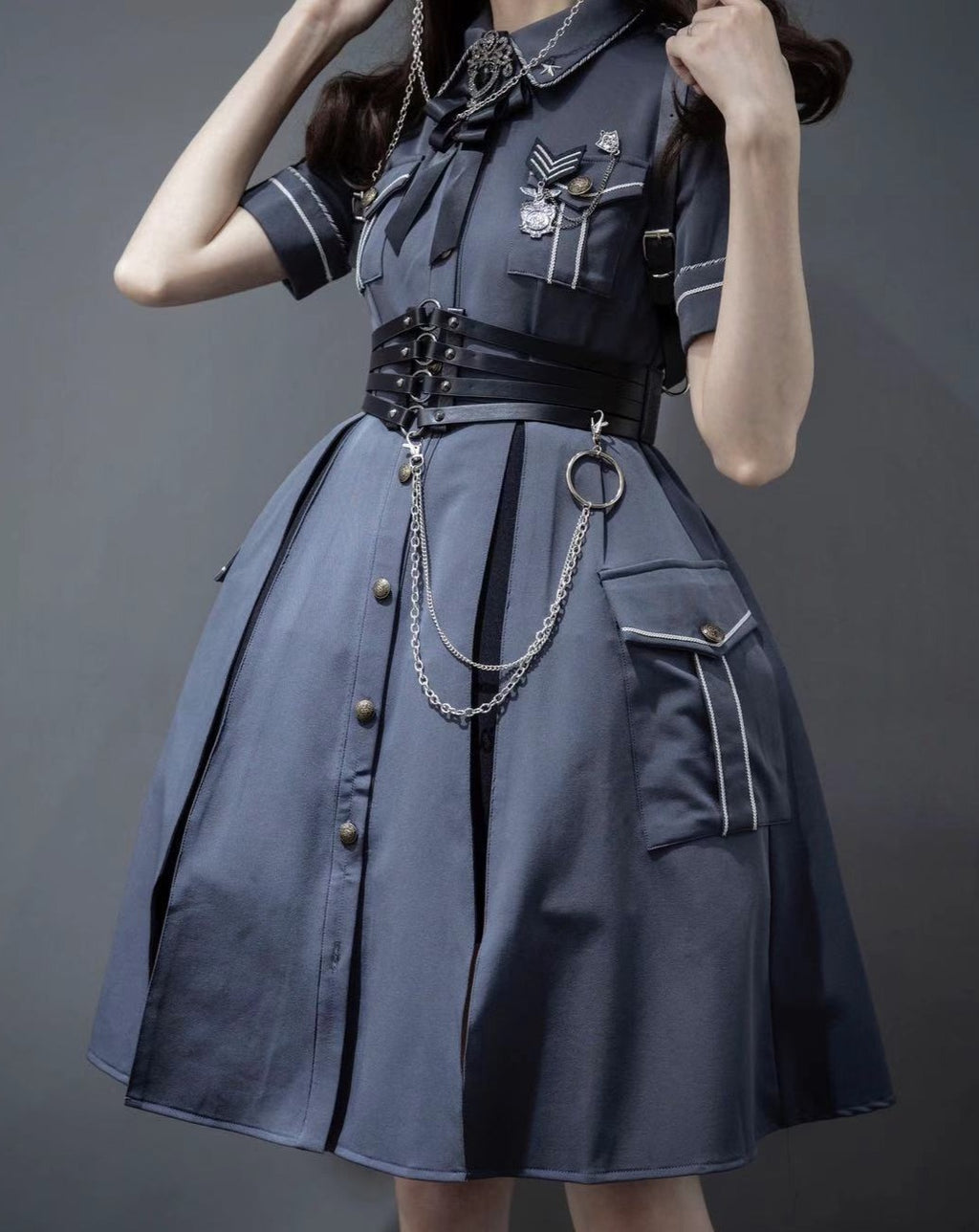 [Pre-order] Military Lolita Dark Gothic Short Sleeve Dress