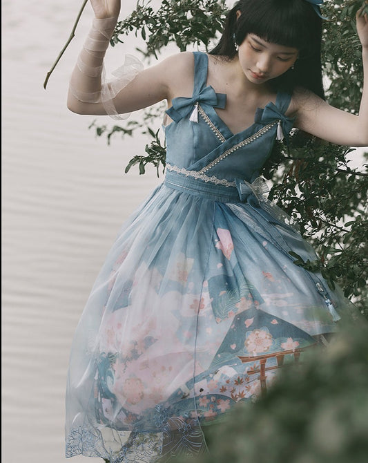 Alice in the Land of Cherry Blossoms Japanese Lolita Jumper Skirt