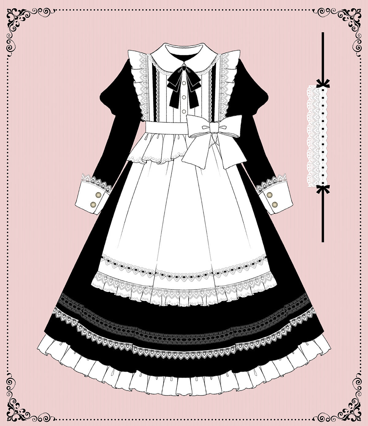 Classical Lolita dress with maid apron