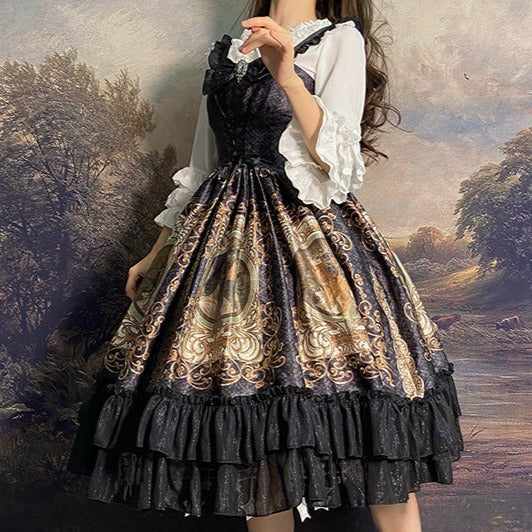 Mucha painting black jumper skirt