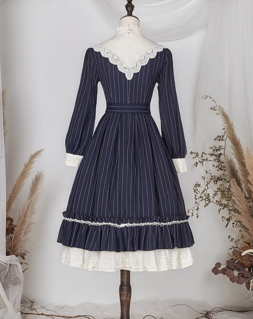 [Pre-order] British Classical Lolita Vertical Striped Dress