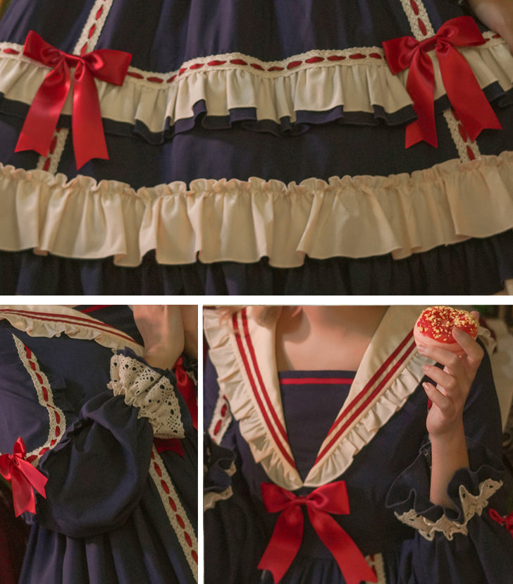 Fairyland Sailor Ribbon Long Sleeve Lolita Dress