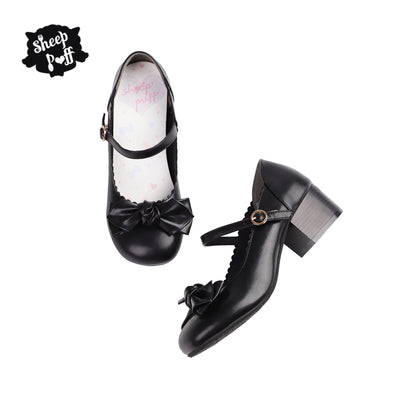 Lolita shoes 8 colors strap shoes with ribbon 4.5 cm heel