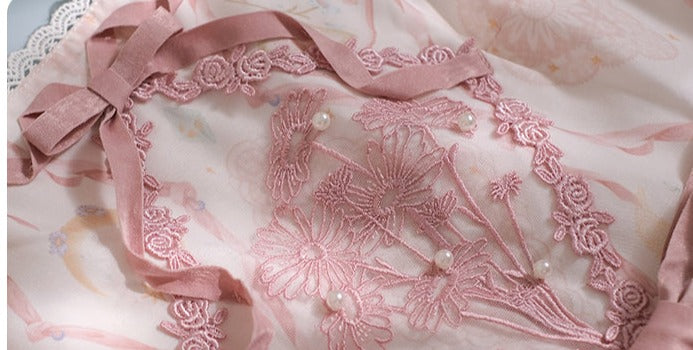 カモミールの花刺繍スクエアネックドレス