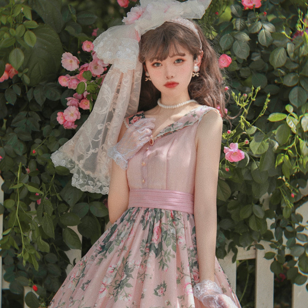 [Pre-order] Rose Garden 2-way design neck classic lolita jumper skirt