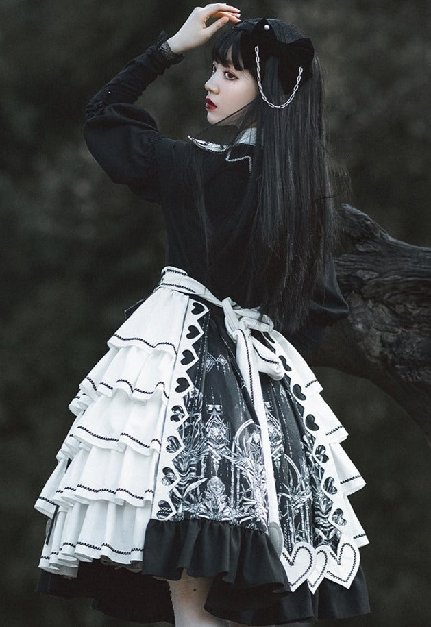 [Pre-order] Black &amp; White Alice in Wonderland Lolita Dress