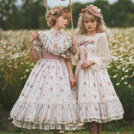 Edwardian Elegant Rose Print Claroli Dress
